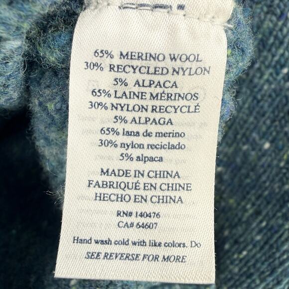 Faherty Boone Merino Wool Alpaca Sweater Womens Sz Medium Puff Shoulder Green